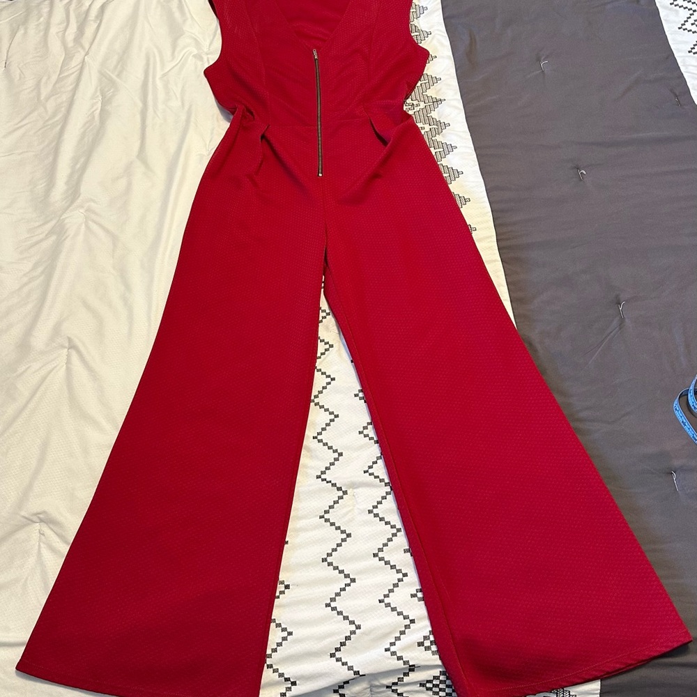 Vibrant Red Full-Length Jumpsuit for Bold Style